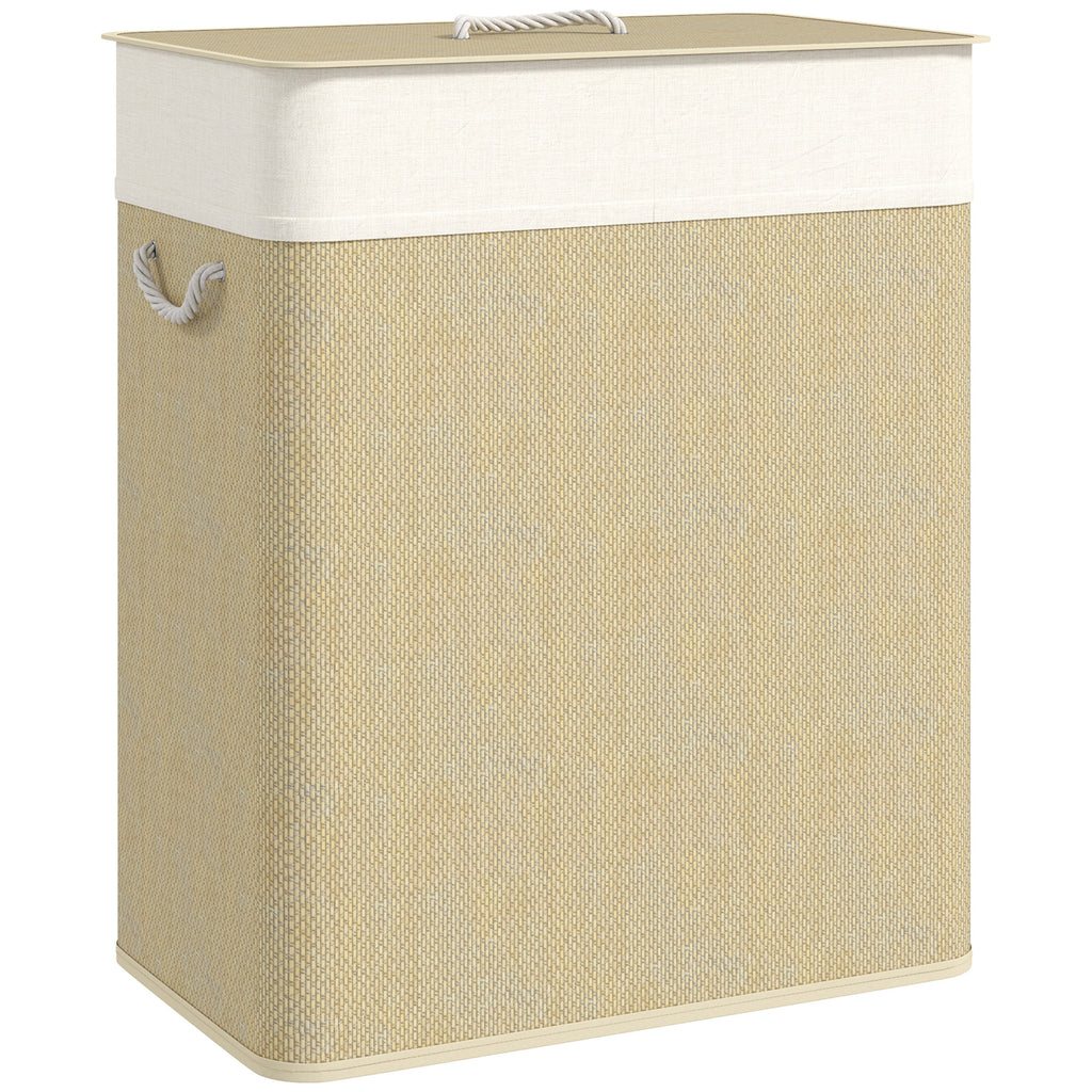 Double laundry basket with lid for organised clothes storage