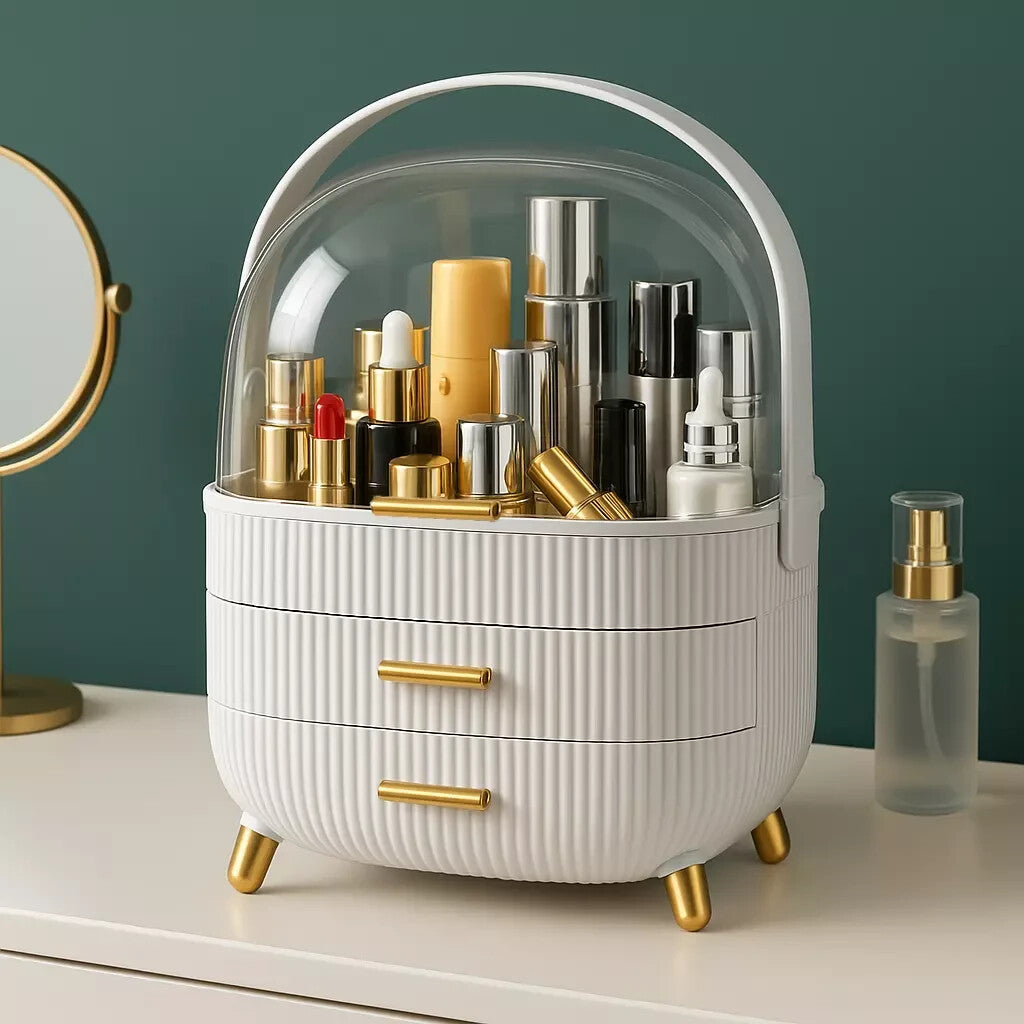 Luxury makeup storage organiser with compartments for cosmetics