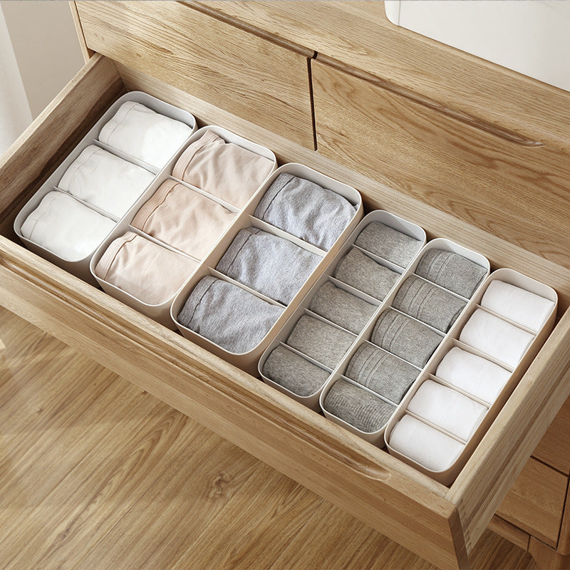Wooden drawer organiser set for kitchen utensils and cutlery